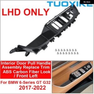 BMW LHD RHD カーボンカーインナー インテリアドアプルハンドルカバー アームレスト アセンブリ トリム 交換 6 GT G32 630I 640I 2017-22 - Carbon-Front Left