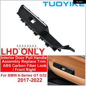 BMW LHD RHD カーボンカーインナー インテリアドアプルハンドルカバー アームレスト アセンブリ トリム 交換 6 GT G32 630I 640I 2017-22 - Carbon-Front Right