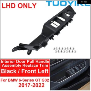 BMW LHD RHD カーボンカーインナー インテリアドアプルハンドルカバー アームレスト アセンブリ トリム 交換 6 GT G32 630I 640I 2017-22 - Black-Front Left
