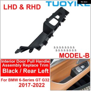 BMW LHD RHD カーボンカーインナー インテリアドアプルハンドルカバー アームレスト アセンブリ トリム 交換 6 GT G32 630I 640I 2017-22 - Black Rear Left B