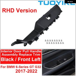BMW RHD カーボン車内ドアプルハンドルカバー アームレスト アセンブリ トリム 交換 6 GT G32 630I 640I 2017-2022 - Black-Front Left