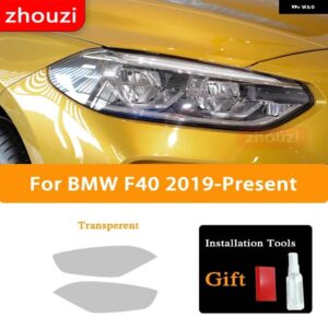 BMW 2個 ヘッドライト ティントブラックフィルムクリア TPU ステッカー 1シリーズ F40 M135I 118 アクセサリー - Transparent