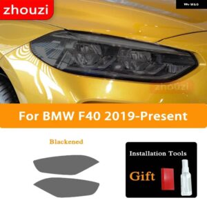 BMW 2個 ヘッドライト ティントブラックフィルムクリア TPU ステッカー 1シリーズ F40 M135I 118 アクセサリー - Blackened