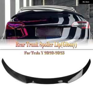 テスラ モデルY 2020 2021 2022-2024 リア トランク リッド スポイラー ウィングカーボンルック/グロスブラックテールゲート - Glossy Black