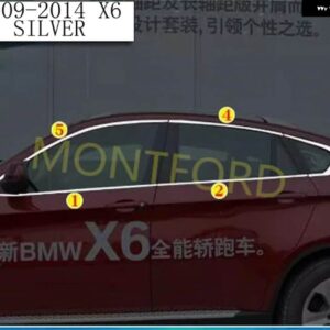 BMW ステンレスドア全窓 フレーム 窓ドアシルモールド トリム カバー X6 E71 F16 G06 2008-2022 ブラック - X6 E71 SILVER