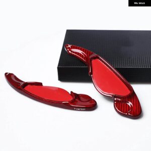 ジャガー XF XJ XE XFL 2015-2019 F タイプレッド/ブラックカーボンカーギア ステアリングホイール シフト パドル 延長 カ - Red