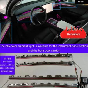 テスラ 246色 LED アンビエント ライト モデル3/Y センター ダッシュボード アンビエント ライト LED フロントドア アンビエント - model 34