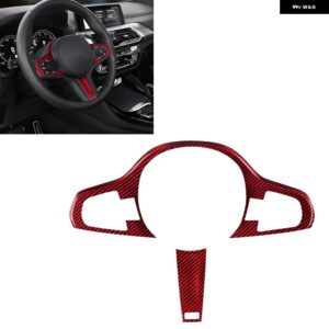 BMW カーボン インテリア ステアリングホイール パネル ステッカー カバー トリム 5シリーズ G30 X3 G01 X4 G02 X5 G05 X7 G07 G20 G11 G08 スポーツ - red