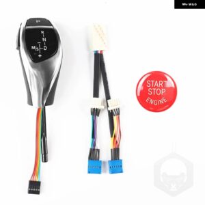BMW 1シリーズ E81/E82/E84/E87/E88 E90 E91 3シリーズ E92 E93 Z4 23I 30I LED ギア シフト ヘッドノブ + エンジン スタートストップ ボタン カバー - Silver