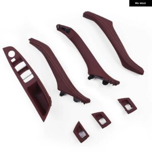 BMW LHD RHD 車内ドアプルハンドル革セットバックミラー 折りたたみ ボタン 5シリーズ F10 F11 F18 520 525 528 530 - LHD Red Wine set