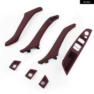 BMW LHD RHD 車内ドアプルハンドル革セットバックミラー 折りたたみ ボタン 5シリーズ F10 F11 F18 520 525 528 530 - RHD Red Wine set