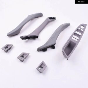 BMW 4/7個 本革 右ハンドル RHD 5シリーズ F10 F11 F18 52 黒 インテリアドアハンドル インナー パネル プル トリム - 7PCS Gray