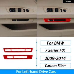 BMW 7シリーズ F01 2009-14 カーボンシート調整メモリ コントロール パネル 装飾 ストリップ車内 装飾 ステッカー - red
