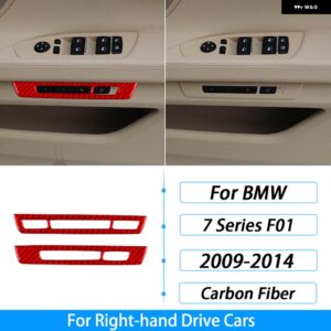 BMW 7シリーズ F01 2009-14 カーボンシート調整メモリ コントロール パネル 装飾 ストリップ車内 装飾 ステッカー - red3