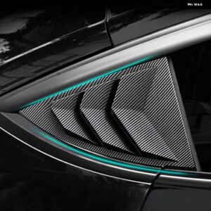 テスラ 1ペア ABS リア車窓シャッターカバー モデルY サイドベント トリム トライアングル アクセサリー - Bright carbon fiber