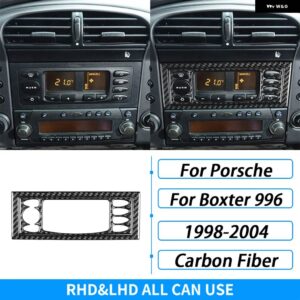ポルシェ ボクスター 996 1998-2004 カーボンセンター コンソール 空調 AC パネル カバー カー インテリア アクセサリー ステッカ - Black Carbon Fiber