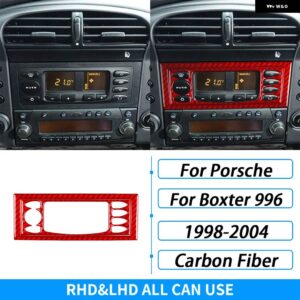 ポルシェ ボクスター 996 1998-2004 カーボンセンター コンソール 空調 AC パネル カバー カー インテリア アクセサリー ステッカ - red carbon fiber