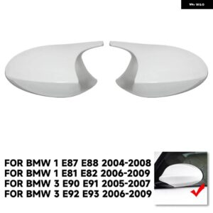 BMW E90 E91 ブラック M3 スタイル カバー E81 E82 E87 E88 1 3シリーズ E92 E93 白 黒 M ルックリア ミラー キャップカーアクセサリー - WHITE
