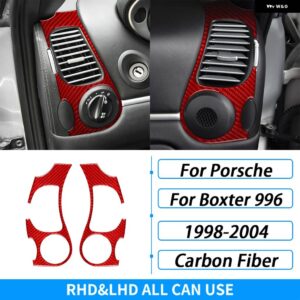 ポルシェ ボクスター 996 1998-2004 カーボン ダッシュボード 両側エア アウトレット ベント パネル カバー インテリア アクセサリー - red carbon fiber