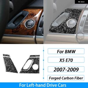 BMW X5 E70 2007-2009 カーボンドアスタートストップスイッチ パネル 装飾 ストリップ インテリア ACCESSORIERS ステッカー - 5 pcs