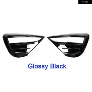 テスラ フロントバンパー フォグランプ 装飾 フレーム カバー モデルY 2021-2024 - Glossy Black