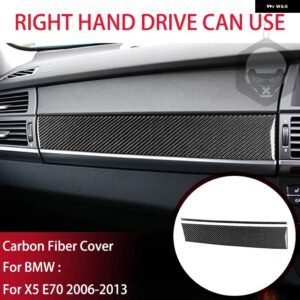 BMW 副パイロット ダッシュボード パネル グローブ ボックス 装飾 カバー X5 E70 2006-2013 リアル インテリア カーボン トリム ステッカー - Black carbon RHD