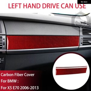 BMW 副パイロット ダッシュボード パネル グローブ ボックス 装飾 カバー X5 E70 2006-2013 リアル インテリア カーボン トリム ステッカー - Red Carbon LHD