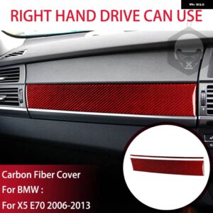 BMW 副パイロット ダッシュボード パネル グローブ ボックス 装飾 カバー X5 E70 2006-2013 リアル インテリア カーボン トリム ステッカー - Red carbon RHD