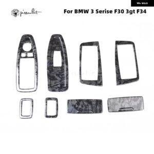 BMW カーボンウィンドウ コントロール パネル カバー トリム 3シリーズ F30 F34 2013-2018 4シリーズ F33 F36 アクセサリー ABS ステッカー - Black Wood Grain