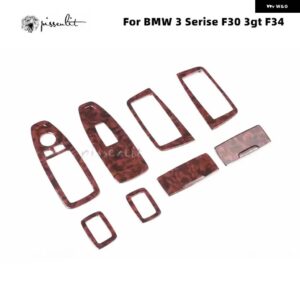 BMW カーボンウィンドウ コントロール パネル カバー トリム 3シリーズ F30 F34 2013-2018 4シリーズ F33 F36 アクセサリー ABS ステッカー - bright wood grain