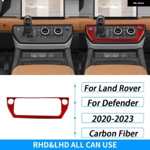 ランドローバー ディフェンダー 2020-2023 カーボンセンター コンソール ギア シフト パネル カバー 車内 装飾 アクセサリー ステッカー - red carbon fiber