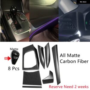 BMW ギア パネル ステッカー 2シリーズ G42 2022 220D 220I 230I カーボン インテリアセット センター コンソール ダッシュボード トリム サイド AC - 8pc Matte LHD