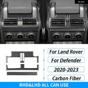 ランドローバー ディフェンダー 2020-2023 カーボンリア エアベント アウトレット パネル トリム カバー 車内 装飾 アクセサリー ステッカー - Black Carbon Fiber