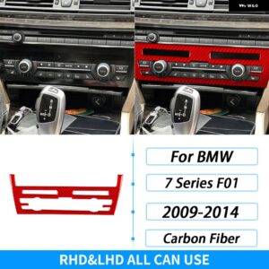BMW 7シリーズ F01 2009-2014 カーボン セントラ ルエアコン CD コントロール パネル トリム カバー 車内 装飾 ステッカー - red