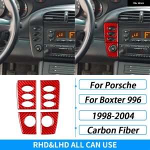 ポルシェ ボクスター 996 1998-2004 カーボンセンター コンソール ラジオ CD パネル 装飾 カバー カー インテリア アクセサリー - red carbon fiber