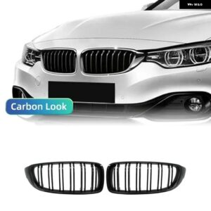 BMW 1ペア フロントバンパー グリル レーシング グリル 4シリーズ F32 F33 F36 M3 F80 M4 F82 12-20 デュアルスラット 黒アクセサリー - Carbon Look
