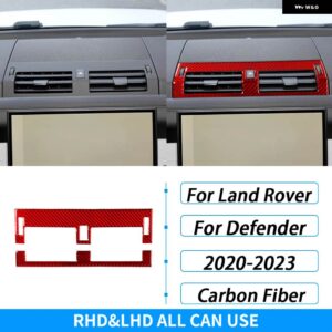ランドローバー ディフェンダー 2020-2023 カーボン中央 制御 エアベント アウトレット パネル トリム カバー カー インテリア アクセサリー ステッカー - red carbon fiber