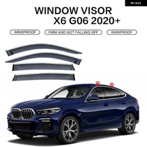 BMW X6 E71 F16 G06 ウィンドウバイザー カーアクセサリー 外装 バイザー ベント シェード ウィンドウサンレインガード ディフレクター 4個 - G06 Electroplating