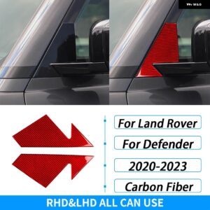 ランドローバー ディフェンダー 2020-2023 カーボンバック ミラー サイド A ピラー パネル カバー トリム カー インテリア アクセサリー ステッカー - red carbon fiber