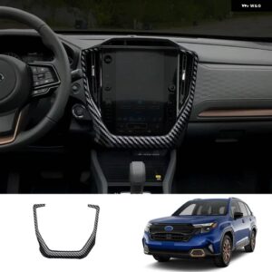 スバル フォレスター 2024 2025 カーボンセンター コントロール コンソール エアベント カバー ナビゲーション GPS パネル フレー - abs　carbonfiber