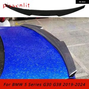 BMW リアバンパー トランク テール リップ M5 ルーフ ウイング 5シリーズ G30 G38 2019-2024 グロス ブラック M4 スタイル ブーツ スポイラー カーボン - Carbon Pattern