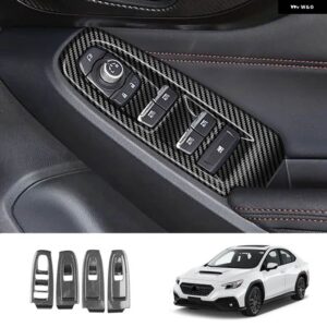スバル WRX/RX S4 2021 2022 ドア アームレスト ウィンドウガラスリフトスイッチ パネル カバー ガラス 制御 トリム インテ - RHD ABS carbonfiber