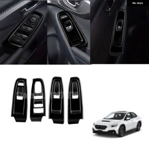 スバル WRX/RX S4 2021 2022 ドア アームレスト ウィンドウガラスリフトスイッチ パネル カバー ガラス 制御 トリム インテ - LHD ABS black
