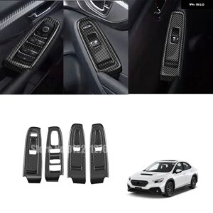 スバル WRX/RX S4 2021 2022 ドア アームレスト ウィンドウガラスリフトスイッチ パネル カバー ガラス 制御 トリム インテ - LHD ABS carbonfiber