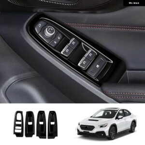 スバル WRX/RX S4 2021 2022 ドア アームレスト ウィンドウガラスリフトスイッチ パネル カバー ガラス 制御 トリム インテ - RHD ABS black