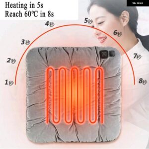 汎用 電気グラフェン加熱 パッド 45X45X4CM カーシート クッション カバー ヒーター サーモスタット 冬用チェアシートウォーマー - Black　with　pocket