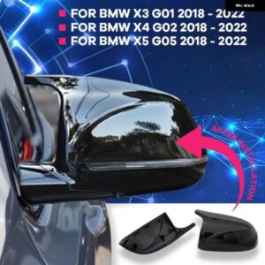車側バックミラー キャップCAP高級ホーン BMW X3 G01 X4 G02 X5 G05 2018-2022ブラックアクセサリーM3 スタイル ミラー カバー