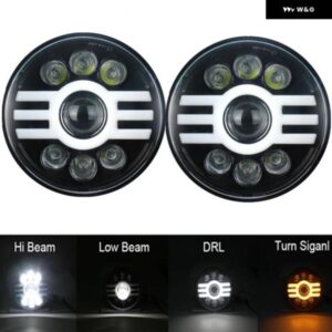 日産 パトロール Y60 ハマー H1H2 LADA 4X4 7インチ LED ヘッドライト DRL ジープ ラングラー TJ JK LJ CJ 7インチ ランドローバー ディフェ - Q