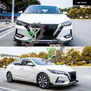日産 セントラシルフィ 2020 2021 カーアクセサリーフロントバンパー リップあご 外装 部品 装飾チューニングスプリッター カスタムパーツ - Matte　Black