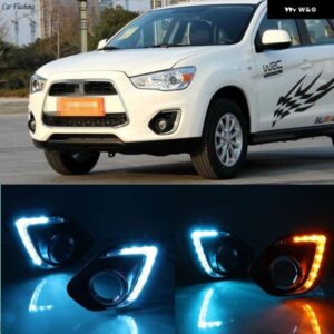 2個 カースタイリング 三菱 ASX 2013 2014 2015 LED DRL デイ運転 ランニングライト 昼光フォグヘッドランプ白 カスタムパーツ アクセサリ